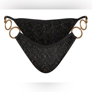 Plus Black Glitter Ring Detail Bikini Bottom